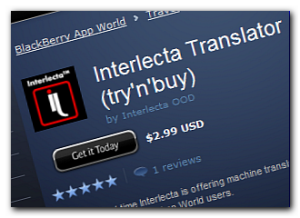 Interlecta Translator at RIM/BlackBerry App World